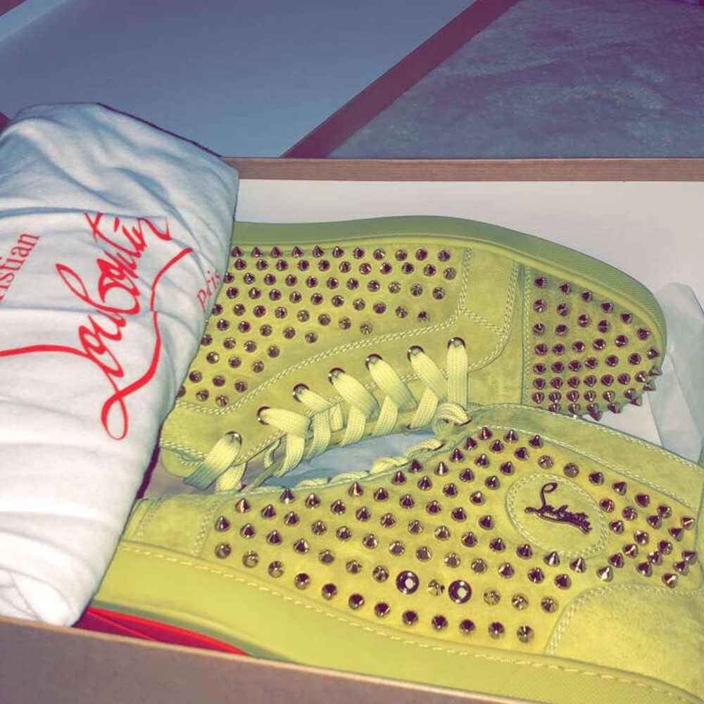 Python Yellow Christian Louboutin Spike Sneakers